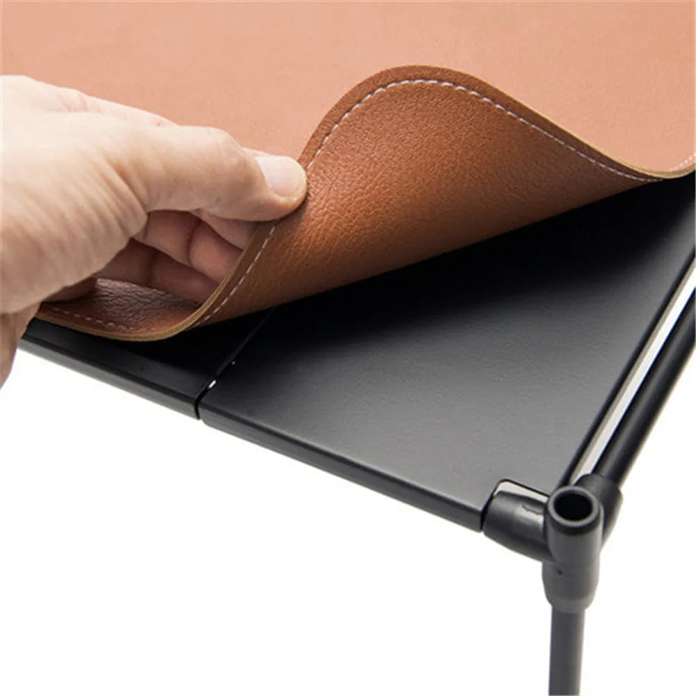 Table Mat Camping Wood Roll Table Mat PU Leather Thicken Waterproof Heat-Resistant Wooden Desk Pad For Outdoor Picnic BBQ - Delicate Leather