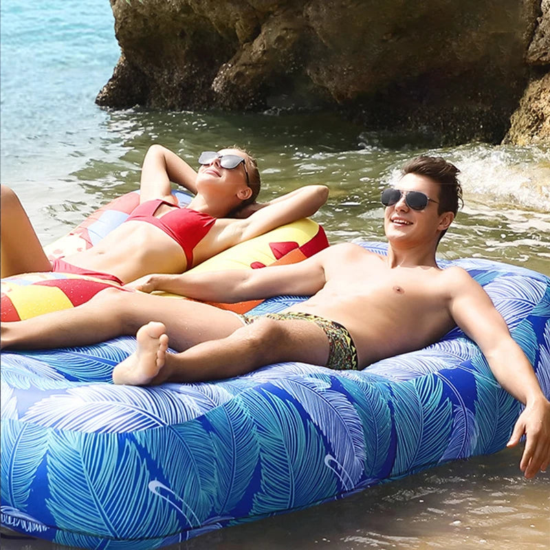 Portable Camping Inflatable Sofa Air Lounger for Outdoor Relaxation, Waterproof and Floating Design Ideal for Beach Lounging and Lazy Days Outdoors - Delicate Leather