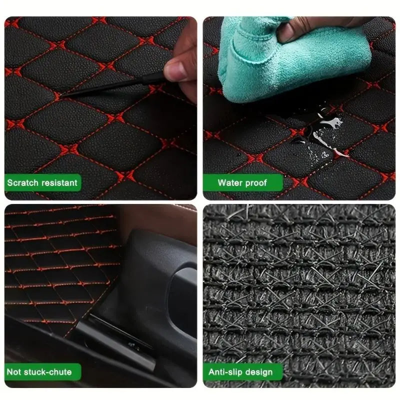 Universal 5PCS/Set Leather Car Floor Mats: PVC Waterproof Car Carpet Cushion - Delicate Leather