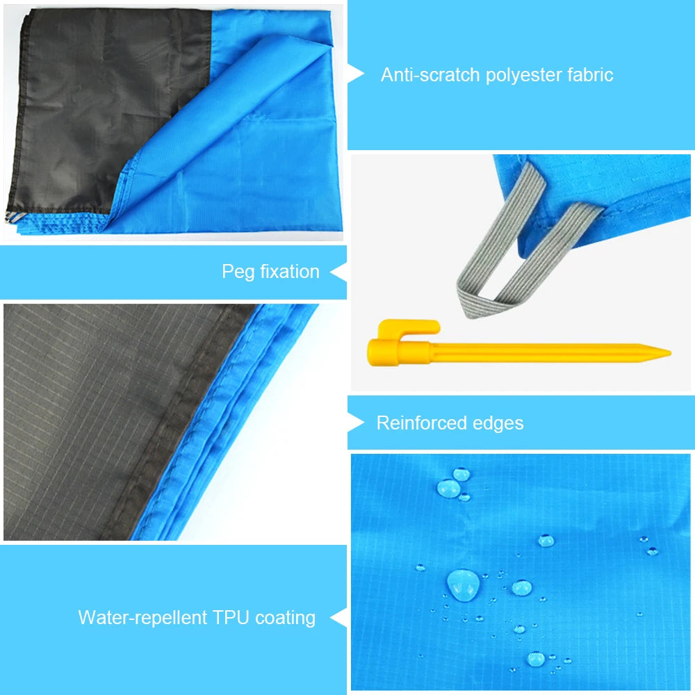Waterproof Outdoor Beach Blanket Portable Picnic Mat and Camping Ground Mat, Doubles as Sun Shade Tent Tarp. Includes Storage Sack for Convenient Sleeping Gear Tool