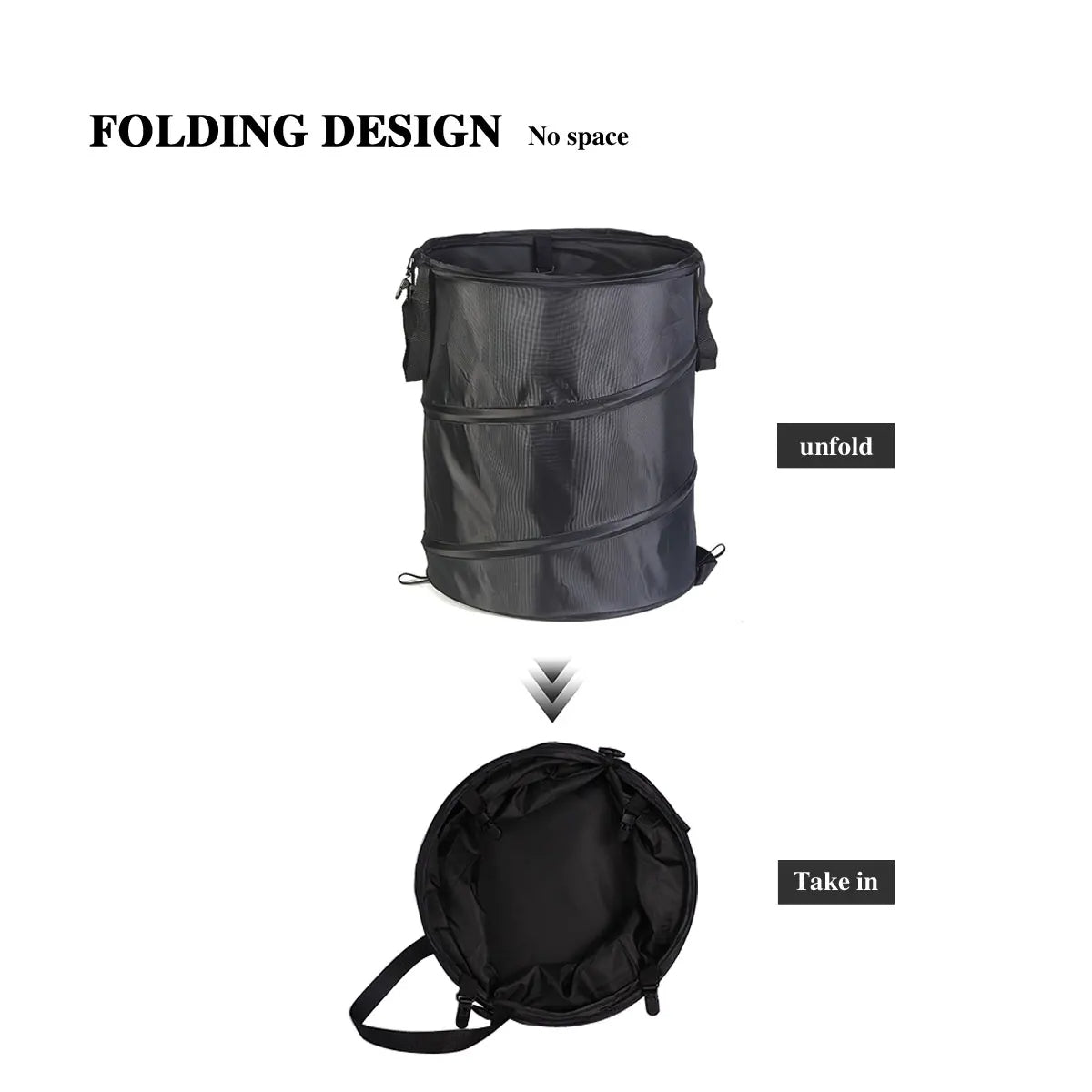 1pc Pop-up Trash Can, Collapsible Car Garbage Can, Car Trash Bag with Elastic Band Hanging, Car Waste Basket with Velcro