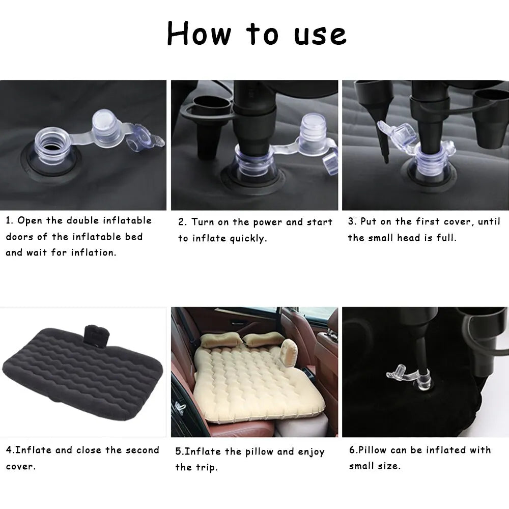 Bed Car Mattress Camping Mattress for Car Sleeping Bed Travel Inflatable Mattress Air Bed for Car Universal SUV Extended Air Couch with Two Air - Delicate Leather