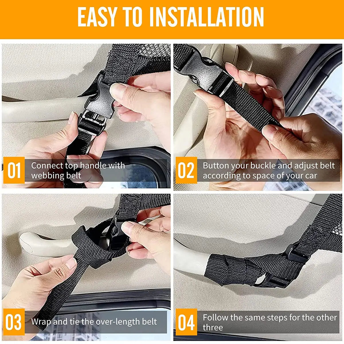 Car Ceiling Cargo Net and Net Pocket Kit, Car Roof Storage Organizer,Truck SUV Travel Long Road Trip Camping Interior Accessories - Delicate Leather