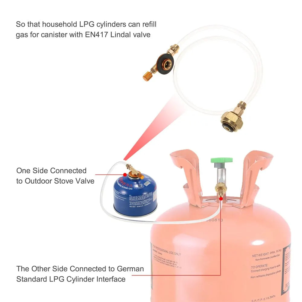 Outdoor Camping Gas Stove Propane Refill Adapter: Cylinder Converter Filling Tank Coupler Accessories for Convenient Gas Refills - Delicate Leather