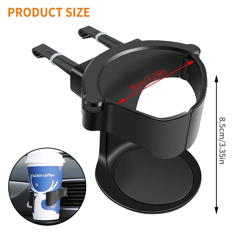 2024 Universal Car Vent Cup Holder: Adjustable Horizontal Stand with Clips for Mugs, Juice, and Water Bottles - Multifunctional Auto Drink Holder - Delicate Leather