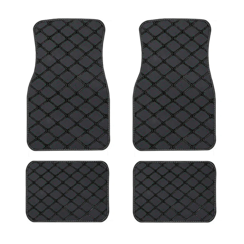Universal 4pcs Waterproof Car Floor Mats: Front and Rear Full Set Auto Rugs with Leather Car Carpet Interior Accessories - Delicate Leather