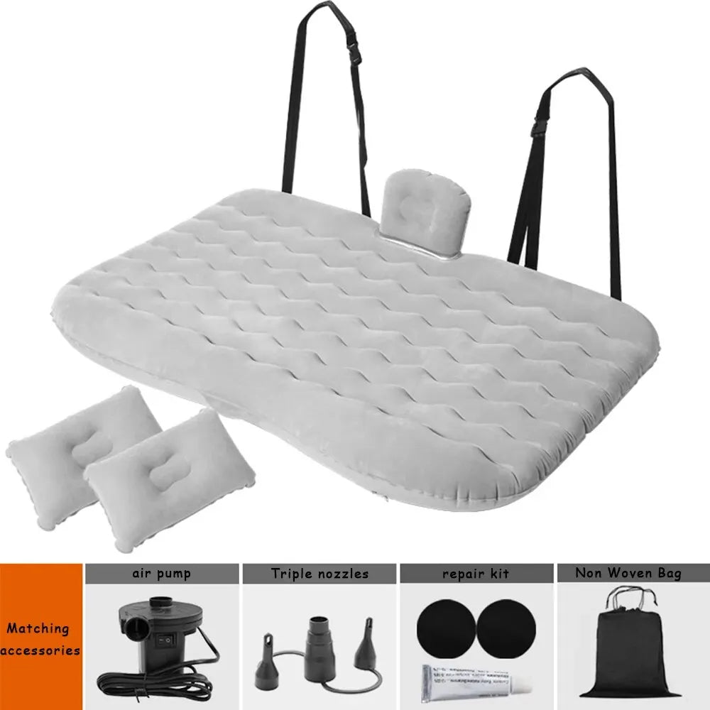 Bed Car Mattress Camping Mattress for Car Sleeping Bed Travel Inflatable Mattress Air Bed for Car Universal SUV Extended Air Couch with Two Air - Delicate Leather