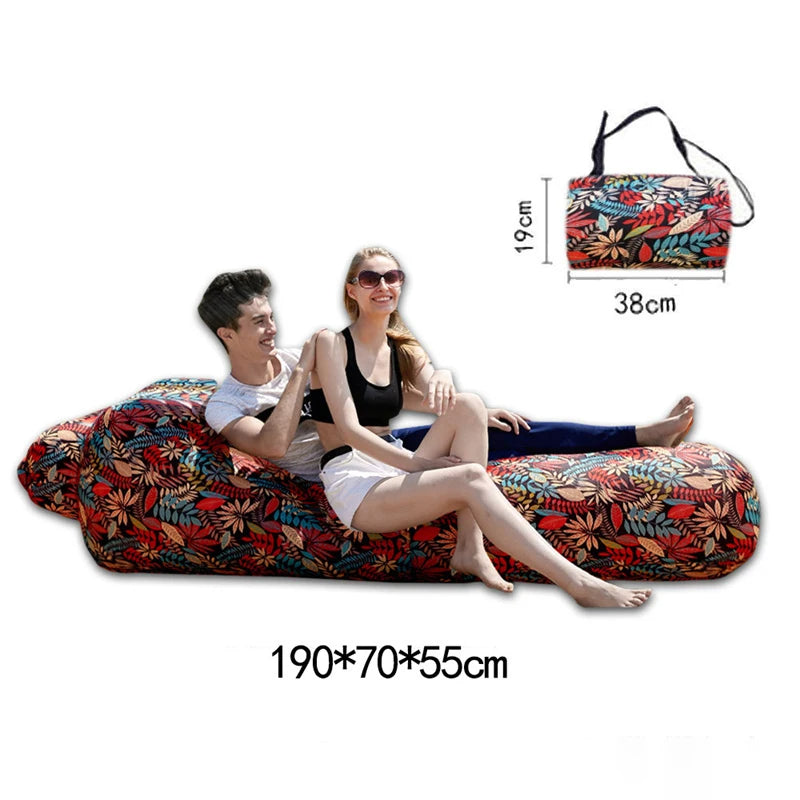 Portable Camping Inflatable Sofa Air Lounger for Outdoor Relaxation, Waterproof and Floating Design Ideal for Beach Lounging and Lazy Days Outdoors - Delicate Leather