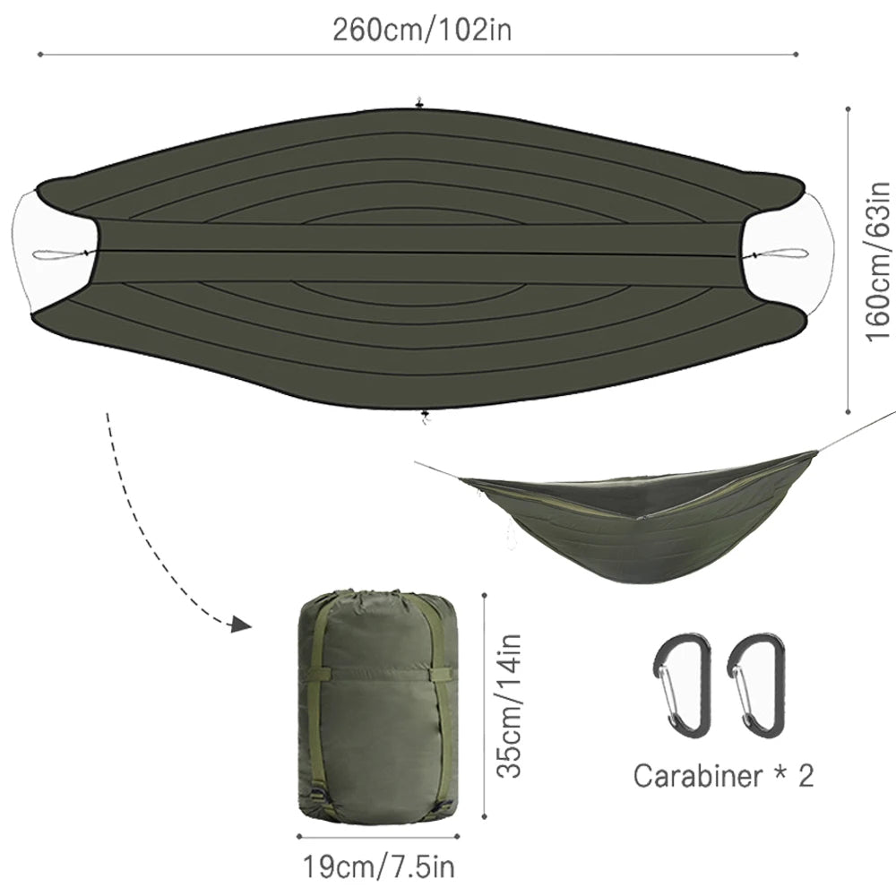 Multifunctional Hammock Underquilt Sleeping Bag Winter Warm Hammock Under Blanket Poncho, Ideal for Camping, Traveling, and Swinging. Includes Convenient Storage Bag - Delicate Leather