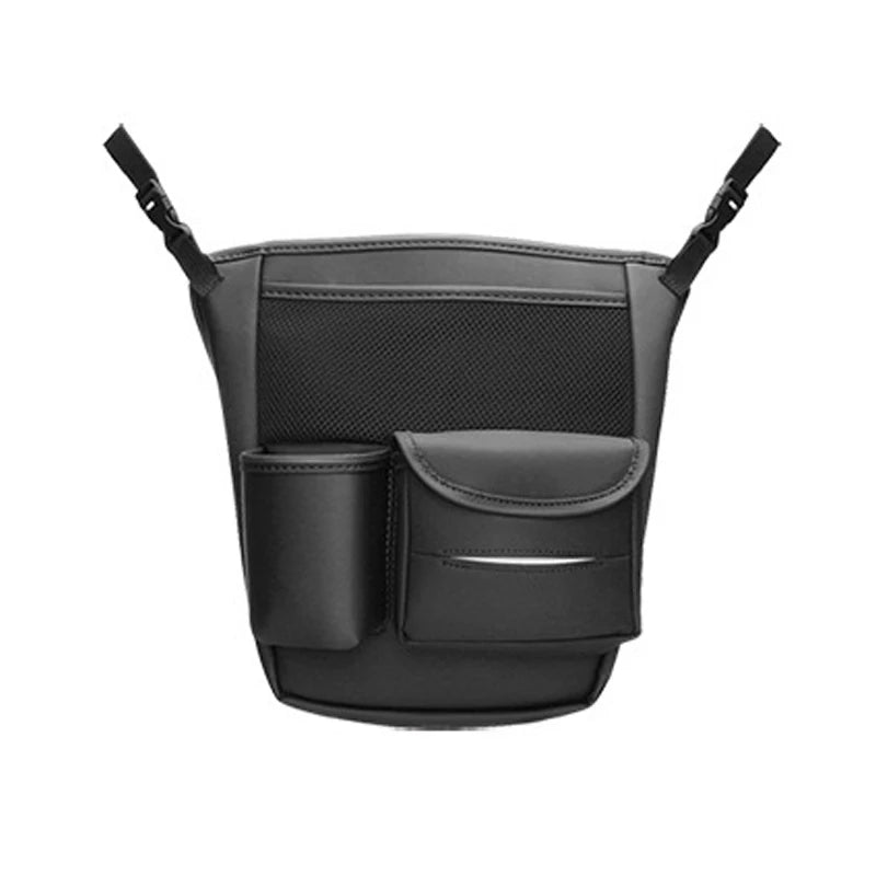 Car Seat Middle Hanger Storage Bag Leather Car Seat Back Organizer with Net Pocket for Water Cup and Tissue Holder - Delicate Leather