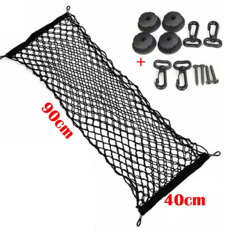 Car-Styling Boot String Mesh Elastic Nylon Rear Back Cargo Trunk Storage Organizer Luggage Net Holder Auto Accessory - Delicate Leather