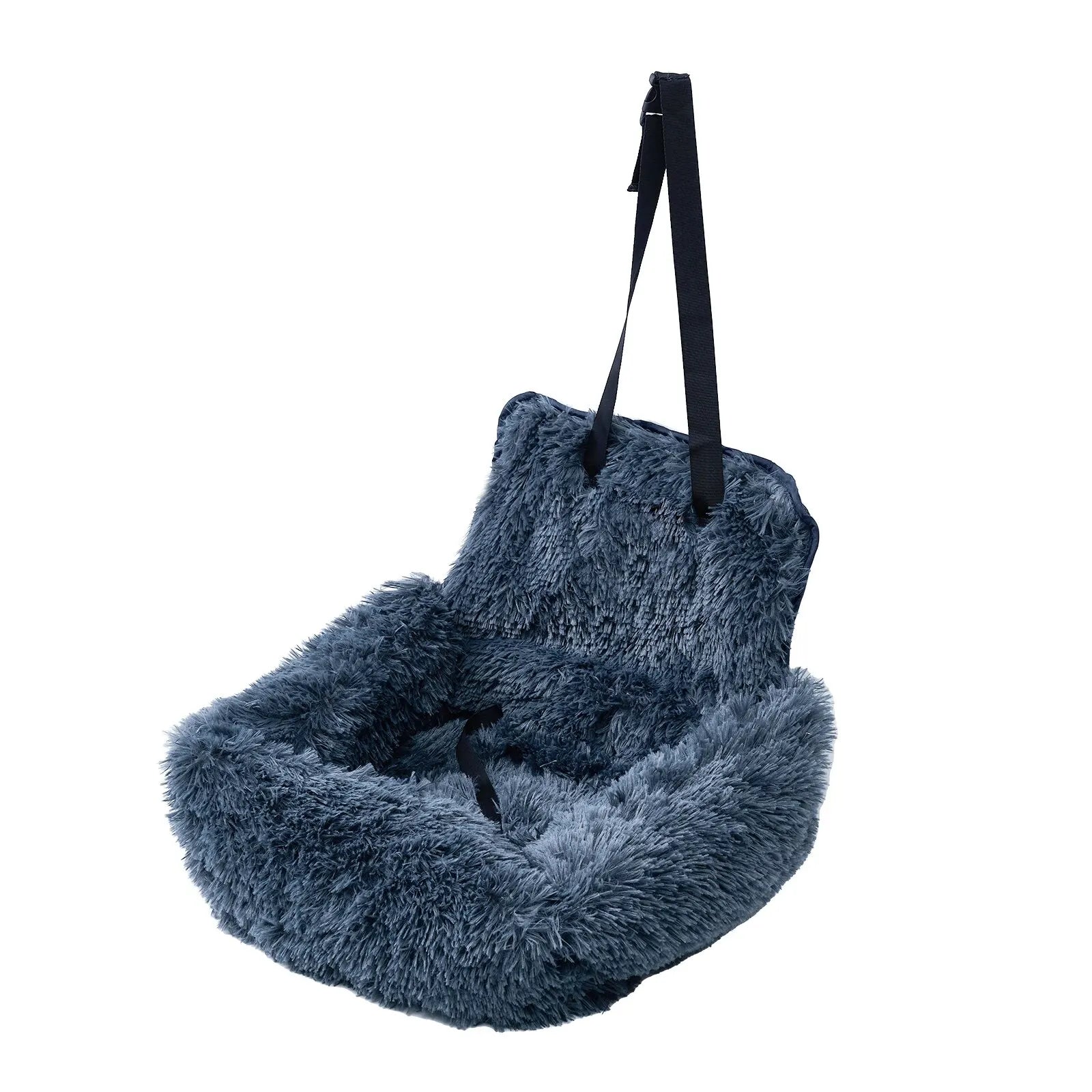 Pet Car Seat Dog Travel Multi-Functional Seat, Warm Plush Pet Booster Seat Travel Dog Car Bed with Storage Pocket and Clip-On Safety Leash Comfortable Dogs Car Seat - Delicate Leather