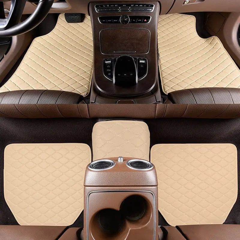 Universal 5PCS/Set Leather Car Floor Mats: PVC Waterproof Car Carpet Cushion - Delicate Leather