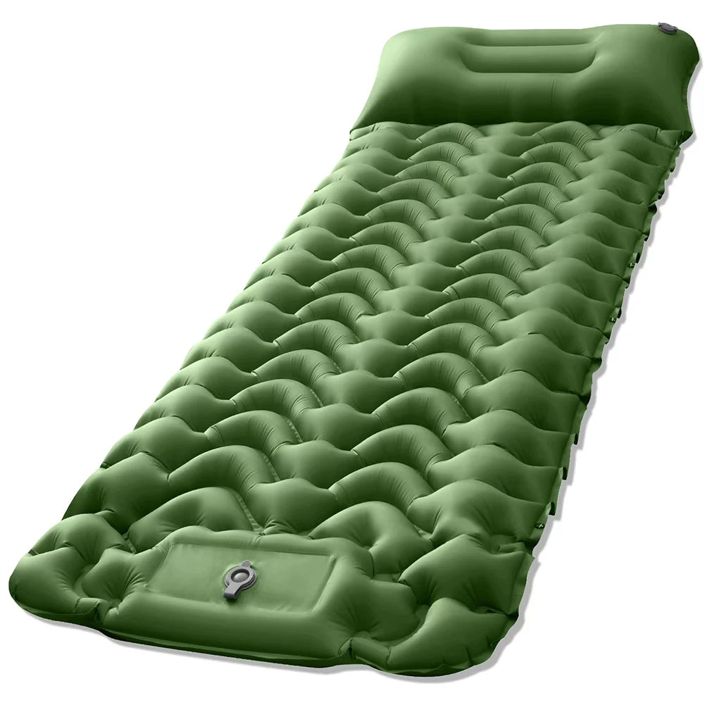 Double-Layer Ultralight Camping Air Mattress: Nylon Foldable Inflatable Air Cushion for Trekking. Wear-Resistant Sleeping Pad Ideal for Outdoor Adventures - Delicate Leather