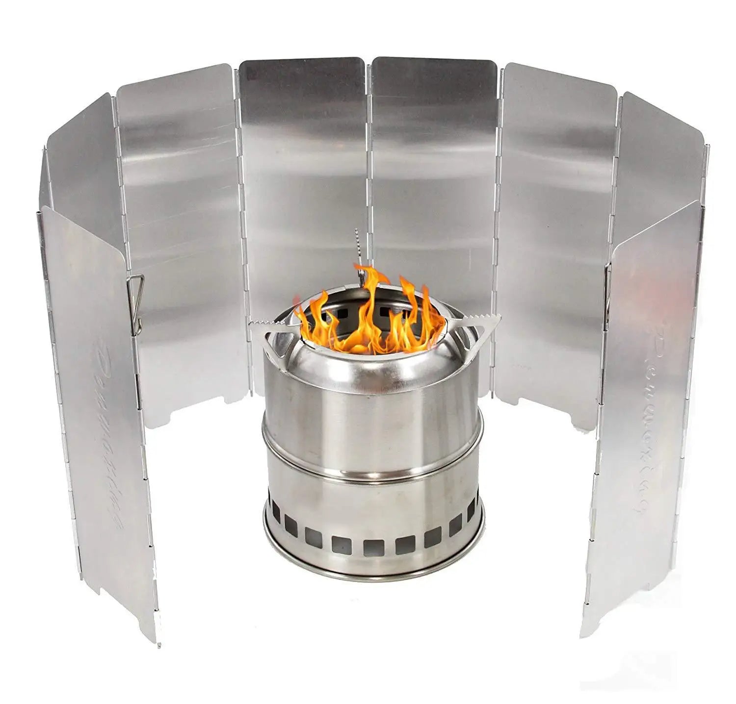 Folding Outdoor Stove Windscreen: Aluminum Camping Stove Windshield with Carrying Bag, Lightweight and Portable for Butane Burner Protection - Delicate Leather