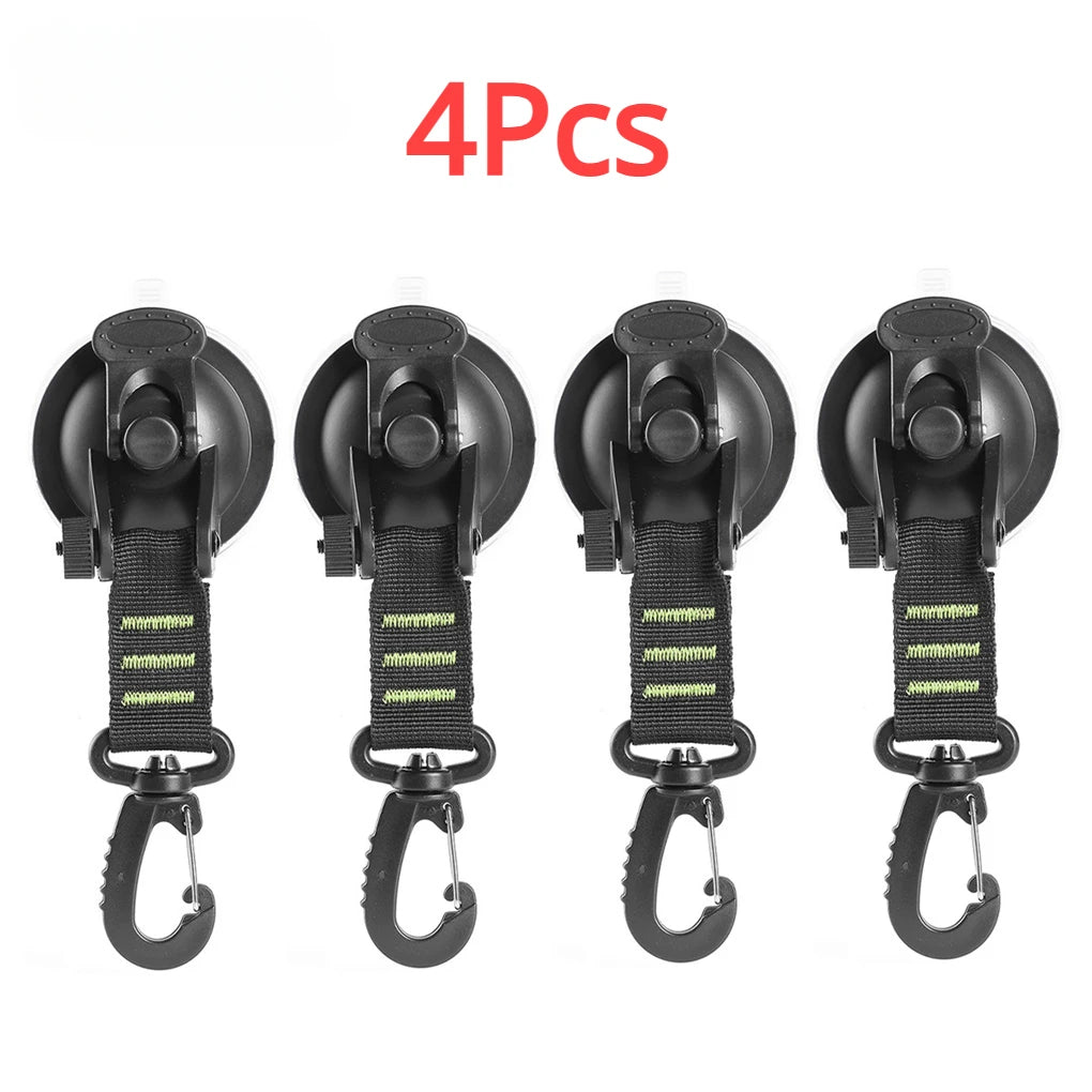 4Pcs Car Truck Tent Suction Cups Buckle: Round and Triangular Anchors for Securing Outdoor Camping Tents and Awnings, Convenient Car Accessories for Safe and Stable Setup - Delicate Leather