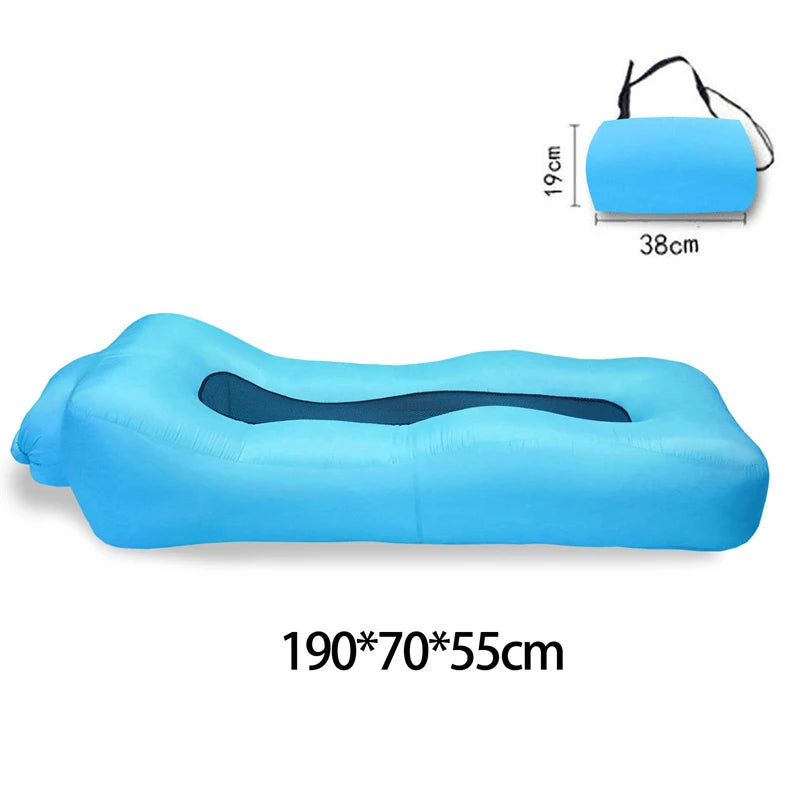 Portable Camping Inflatable Sofa Air Lounger for Outdoor Relaxation, Waterproof and Floating Design Ideal for Beach Lounging and Lazy Days Outdoors - Delicate Leather