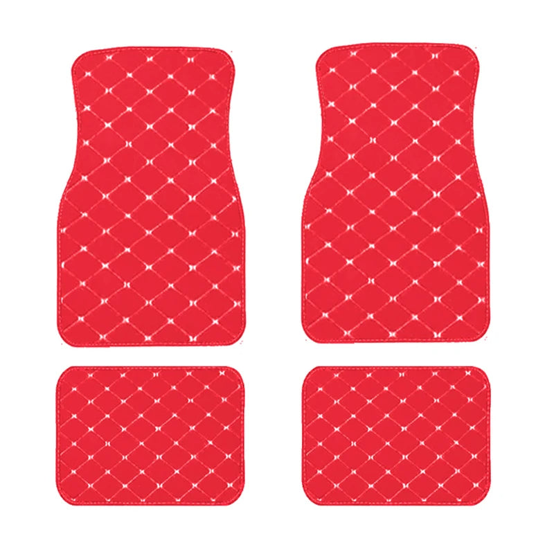 Universal 4pcs Waterproof Car Floor Mats: Front and Rear Full Set Auto Rugs with Leather Car Carpet Interior Accessories - Delicate Leather