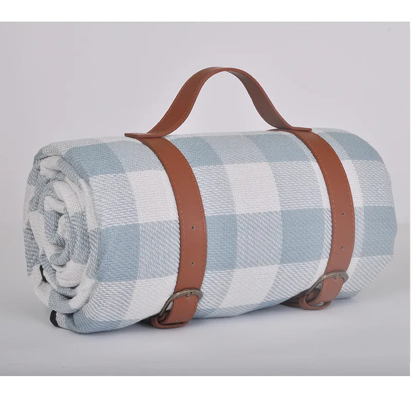 Waterproof Outdoor Picnic Mat Colorful Plaid Stripe Rectangular Sleeping Blanket Pad, Ideal for Camping, Beach Trips, and as a Living Room Carpet