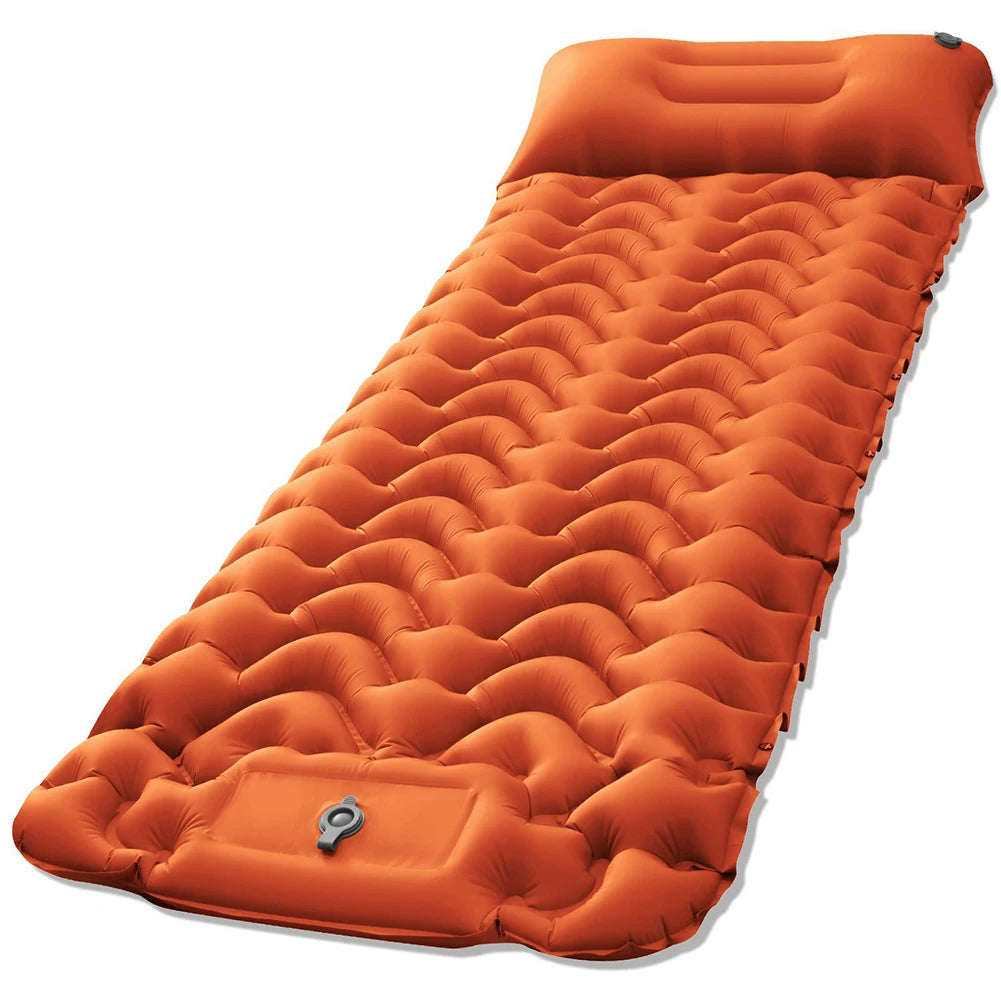 Double-Layer Ultralight Camping Air Mattress: Nylon Foldable Inflatable Air Cushion for Trekking. Wear-Resistant Sleeping Pad Ideal for Outdoor Adventures - Delicate Leather