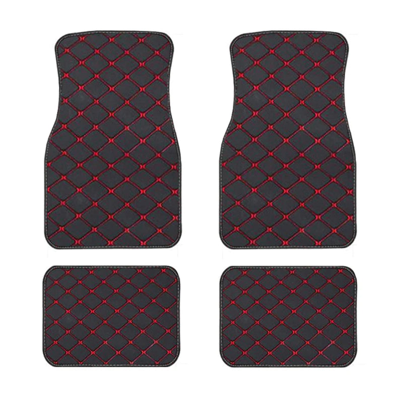 Universal 4pcs Waterproof Car Floor Mats: Front and Rear Full Set Auto Rugs with Leather Car Carpet Interior Accessories - Delicate Leather