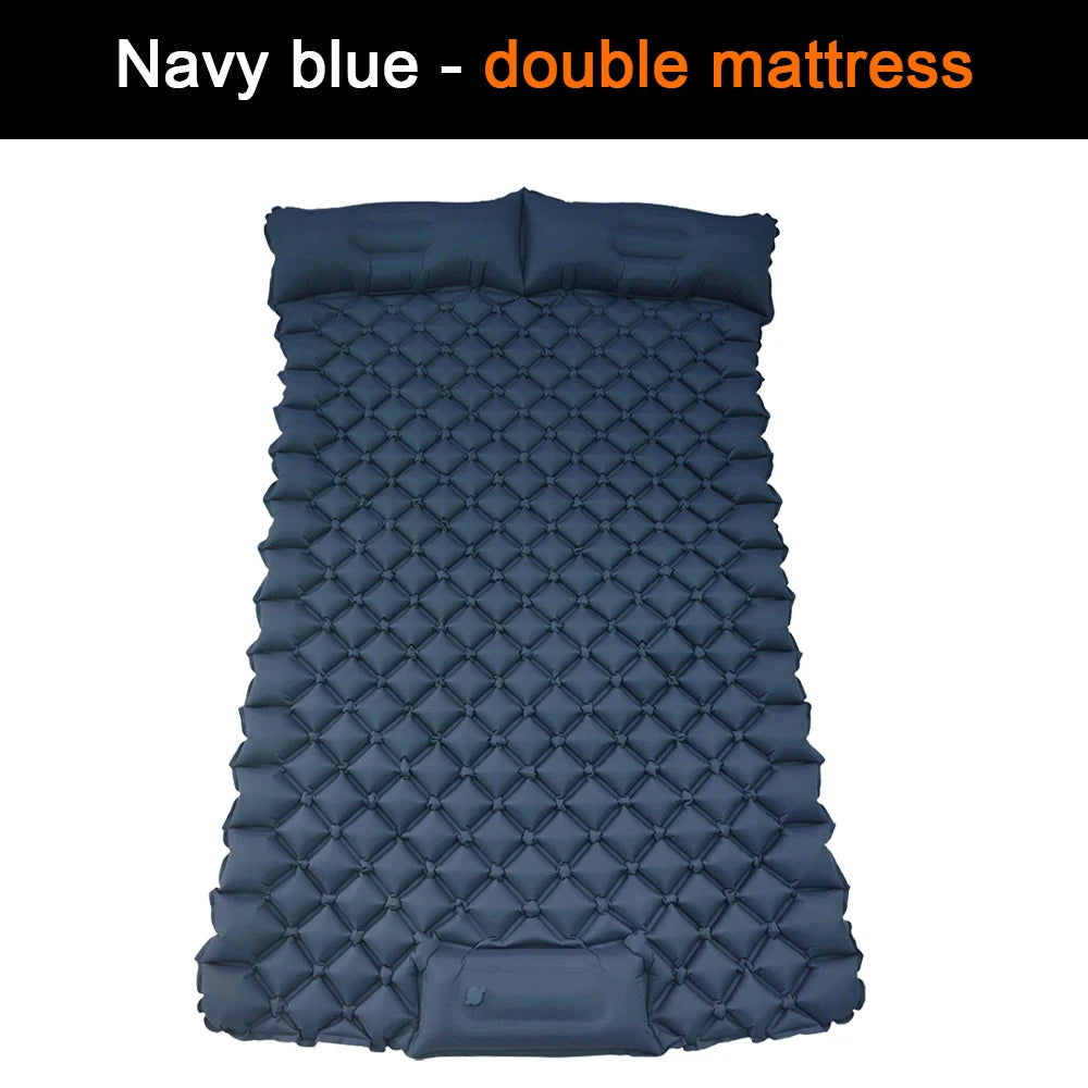 Inflatable Mattress for 2 Persons Outdoor Camping Mat with Air Pillow, Portable and Waterproof Backpacking Sleeping Pad