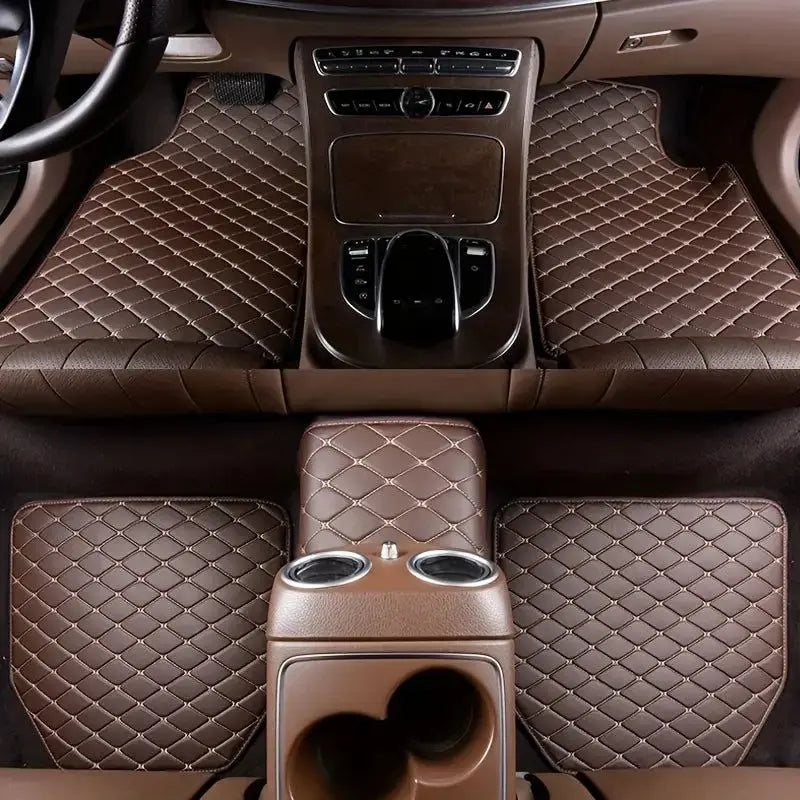 Universal 5PCS/Set Leather Car Floor Mats: PVC Waterproof Car Carpet Cushion - Delicate Leather