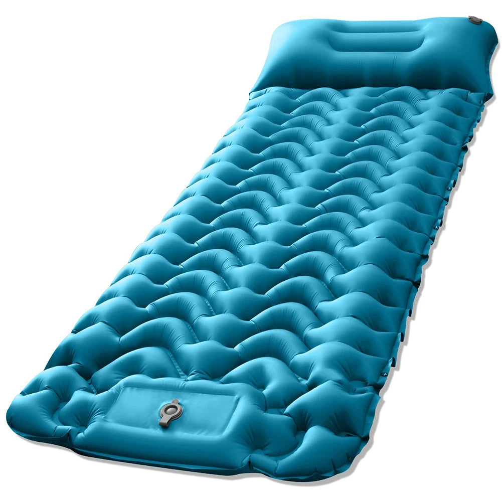 Double-Layer Ultralight Camping Air Mattress: Nylon Foldable Inflatable Air Cushion for Trekking. Wear-Resistant Sleeping Pad Ideal for Outdoor Adventures - Delicate Leather