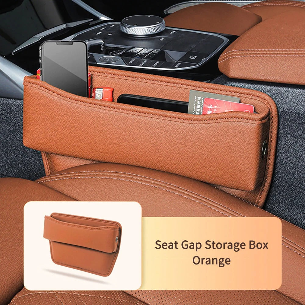 Delicate Leather Car Seat Gap Filler Organizer, Custom Fir For Your Cars, PU Leather Car Organizer Bag - Back Seat Organizer & Side Gap Filler with Storage Box - Delicate Leather