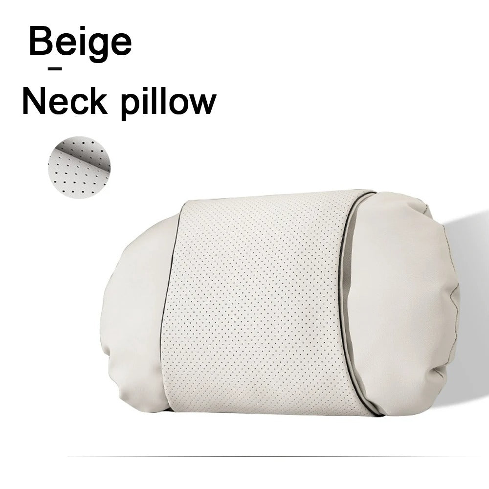 Luxury Nappa Leather Car Neck Pillow – Ergonomic Headrest Support for Car