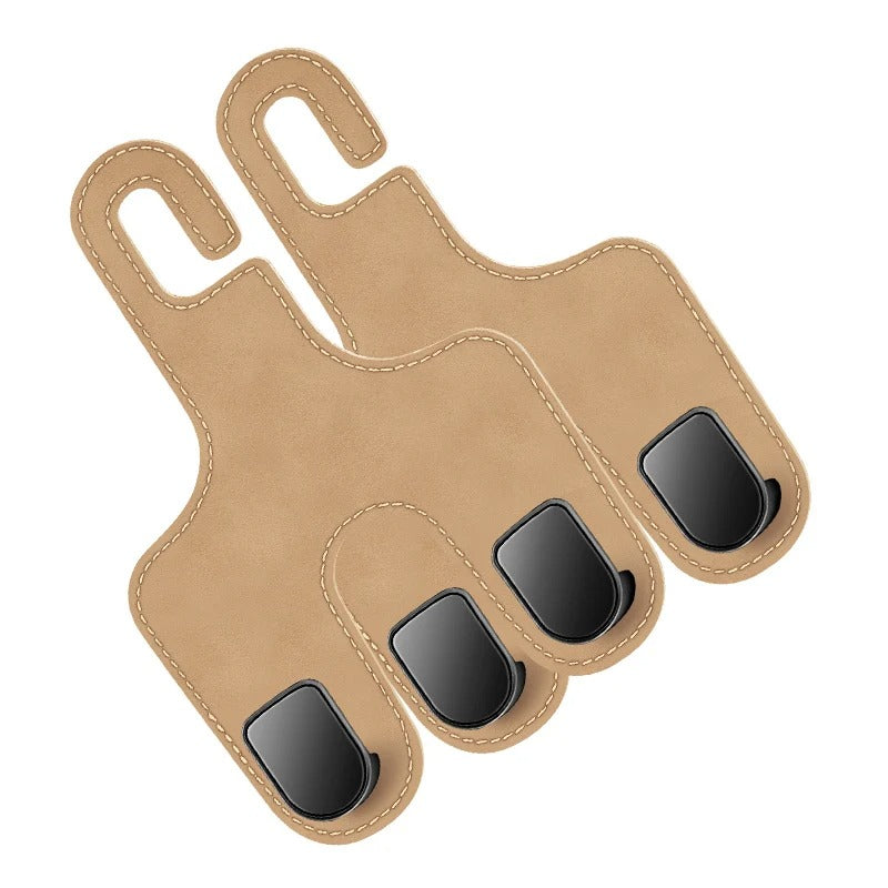 Double Hook Seat Back Storage – Flip Fur Leather Hooks for Car Front Seat - Delicate Leather