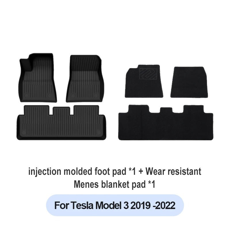 TPE Waterproof Anti-Slip Trunk Mat & Floor Liner Set for Tesla Model Y/3 Highland (2021-2024) - Delicate Leather