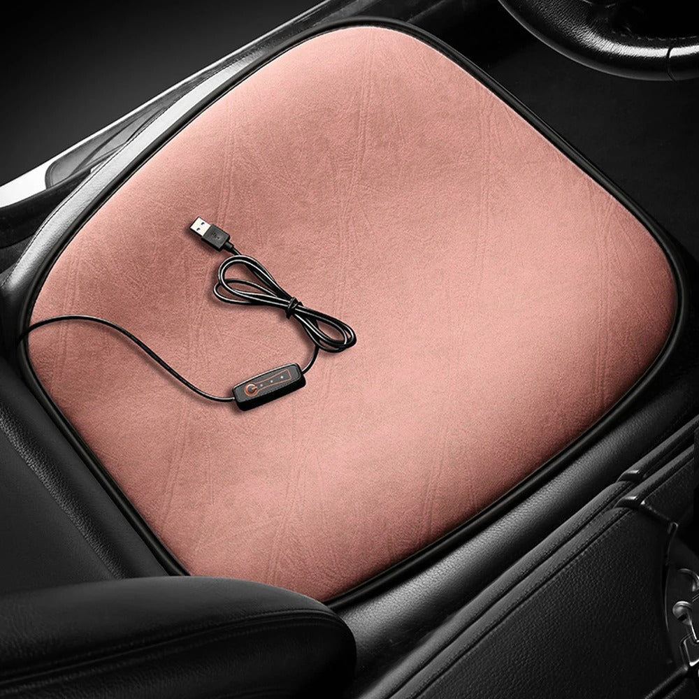 Universal USB Heated Car Seat Cushion – Winter Warm Plush Pad for Ultimate Comfort - Delicate Leather