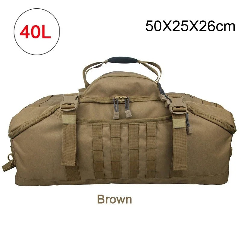 40L/60L/80L Molle Tactical Duffel Backpack – Multi-Function Gym, Travel & Outdoor Bag - Delicate Leather