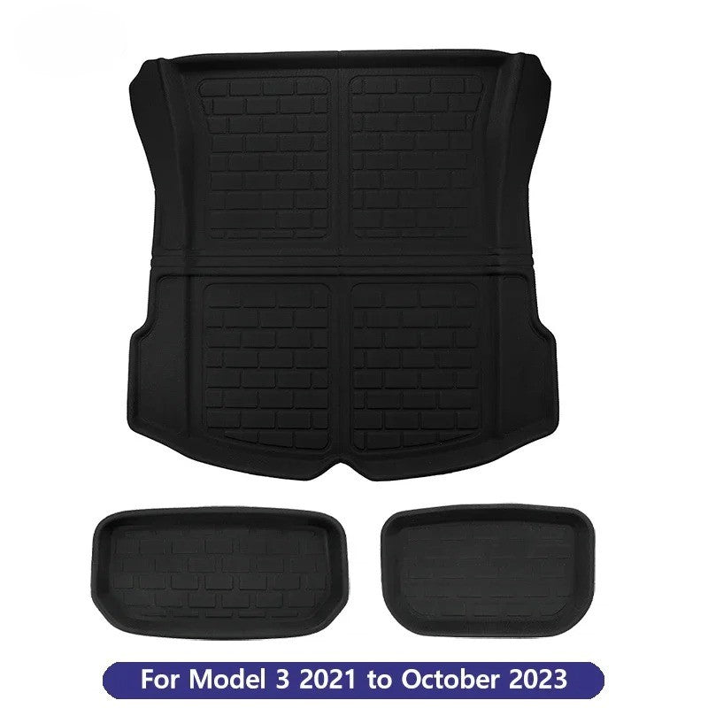 Tesla Model Y/3 Floor Mat & Trunk Luggage Mat (2017-2024) - All-Weather Protection for Left & Right Hand Drive (LHD/RHD) - Delicate Leather