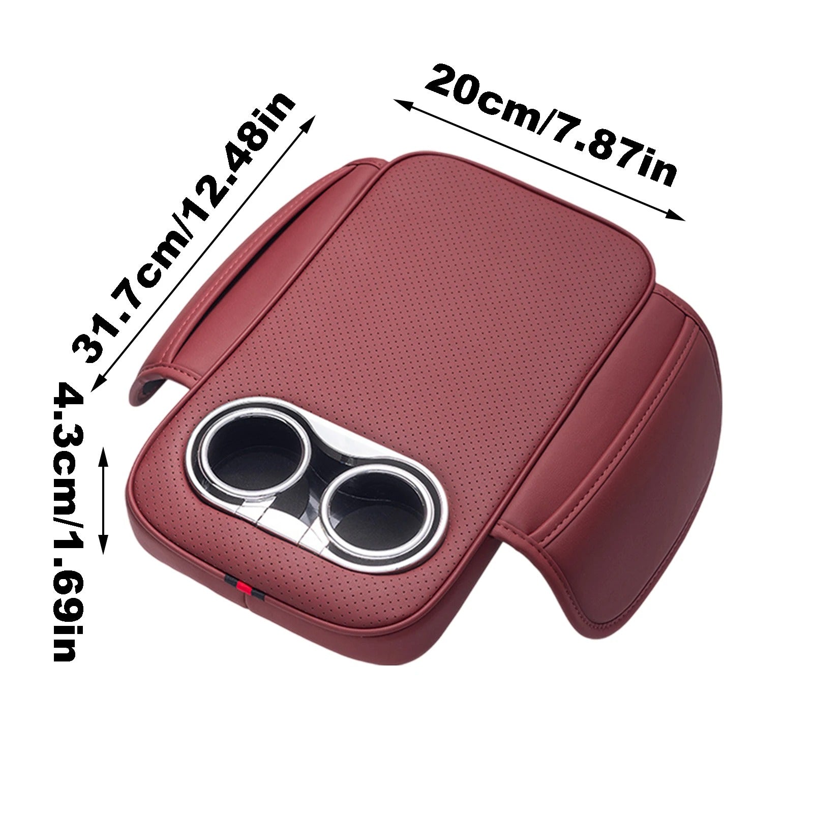 Car Armrest Cushion with 2 Cup Holders and Side Pockets – PU Leather Center Console Pad - Delicate Leather