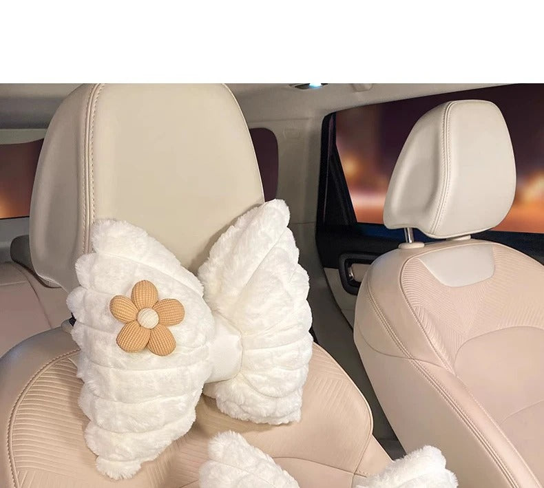 Cartoon Flower Winter Plush Car Seat Cushion Cover - Universal Fit for Five-Seat Cars - Delicate Leather