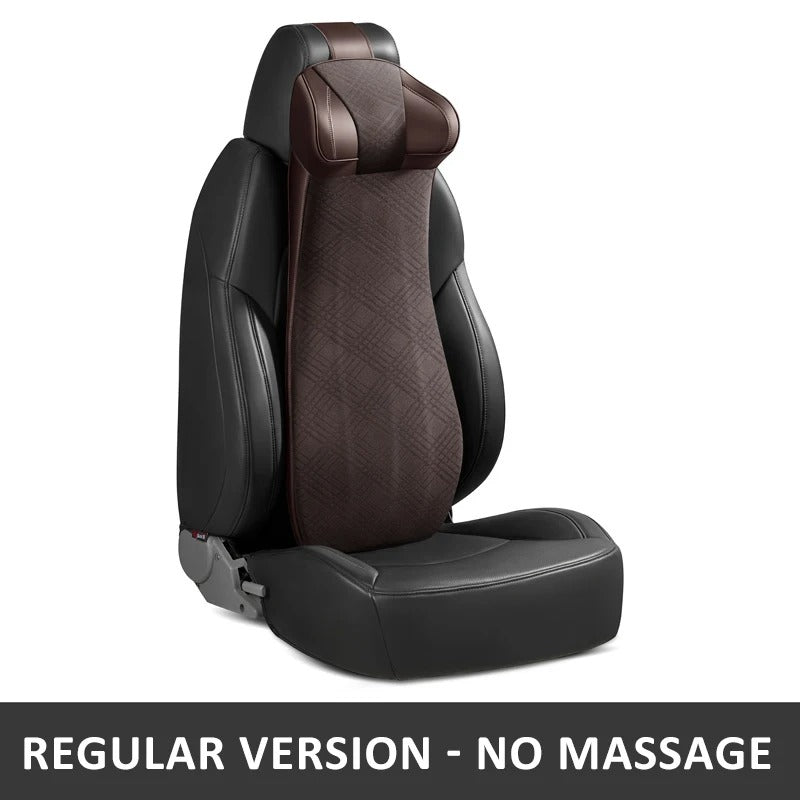 Memory Foam Car Neck Massage Pillow & Lumbar Support Cushion – Ergonomic Headrest for Travel and Auto Seat Comfort - Delicate Leather