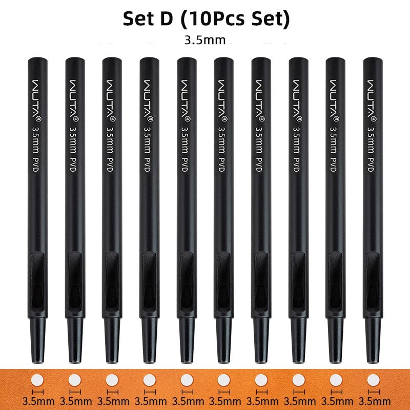 Plating Titanium Leather Hollow Punching Tool Set - Round Hole Puncher for DIY Crafts - Delicate Leather