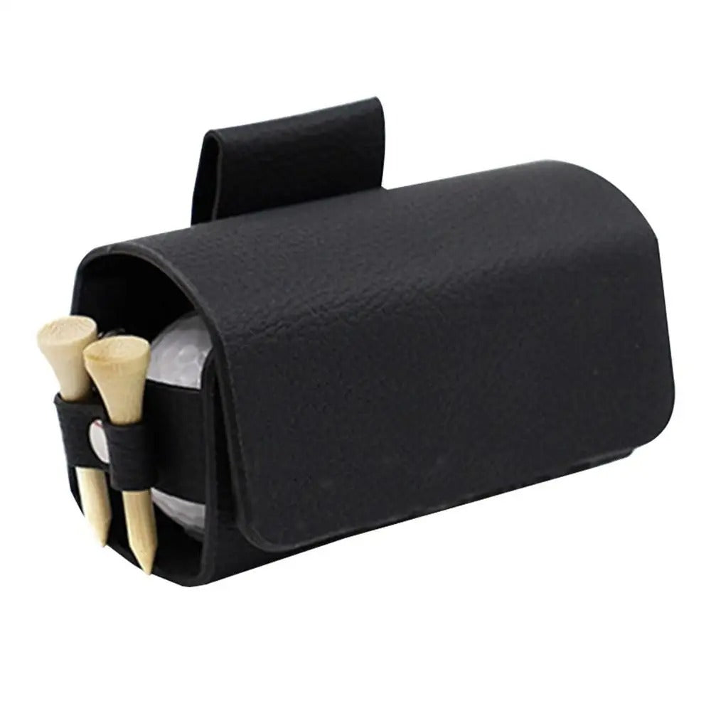 Portable Golf Storage Waist Bag – Fanny Pack with Hanging Clip for Golf Balls & Tees - Delicate Leather