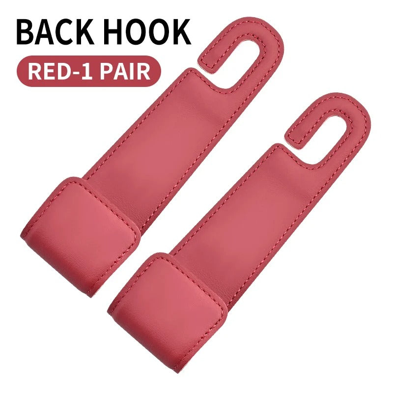 Car Seat Back Hooks – Leather Hooks for Small Object Storage - Delicate Leather