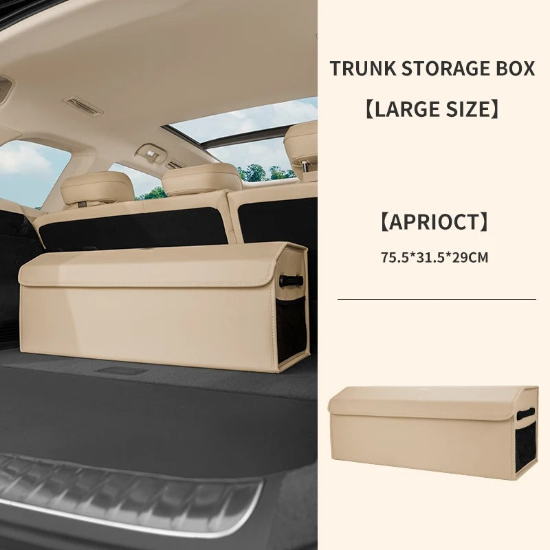 Large-Capacity PU Folding Car Trunk Storage Box with Lid – Portable Organizer for SERES AITO M5/M7/M9 - Delicate Leather