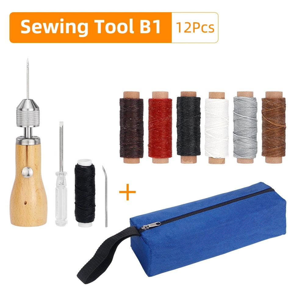 Speedy Stitcher Sewing Awl Kit - Professional Hand Stitching Tool for Leather & Heavy Fabrics - Delicate Leather