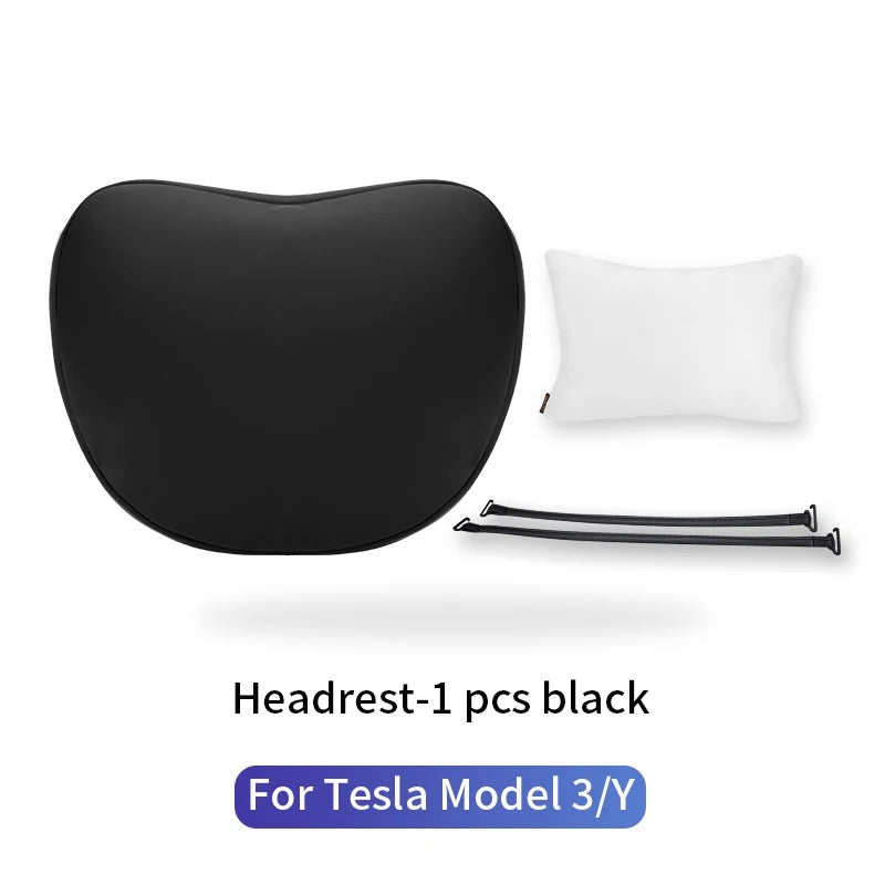 Neck Pillow and Lumbar Support for Tesla Model 3 / Model Y (2018-2024) – Premium Leather Seat Accessories - Delicate Leather