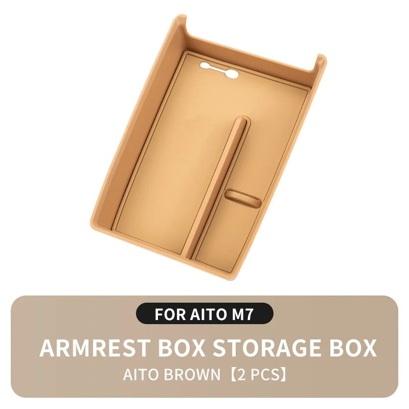 Centre Console Armrest Storage Box Tray – For SERES 7 & Huawei Aito M7 - Delicate Leather