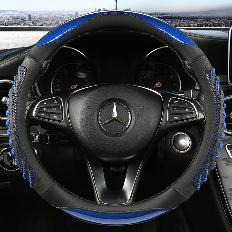 3D Honeycomb Leather Steering Wheel Cover – Anti-Slip, Universal Fit for 14.5–15 Inch Wheels | Durable & Breathable Design
