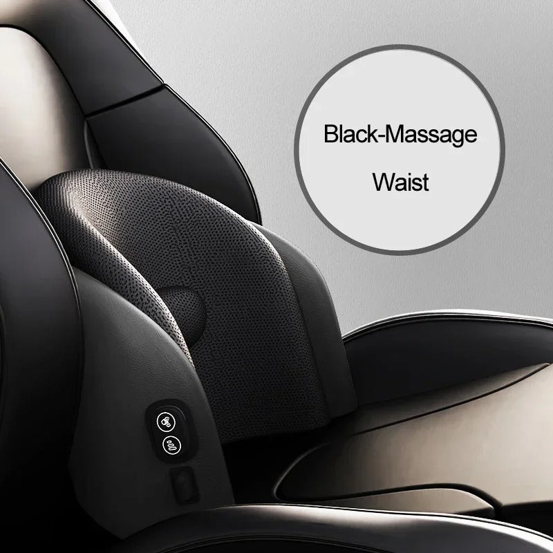 Electric Car Neck & Lumbar Massage Cushion – Smart Ergonomic Support for Office & Car Seats - Delicate Leather