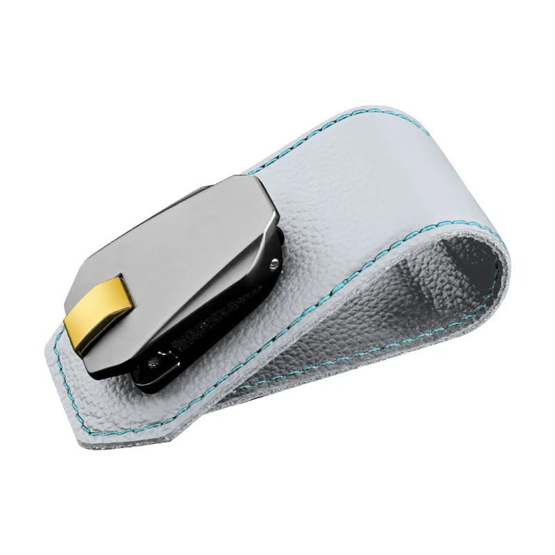 Car Glasses Clip – Multi-Functional Cowhide Sunglasses Holder with Pulley Design - Delicate Leather