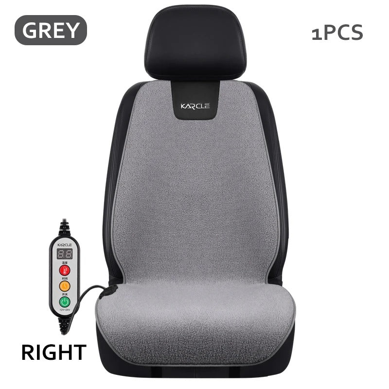 Heated Fleece Car Seat Cover with Graphene Heating – Fast Warm Plush Seat Protector for Winter - Delicate Leather