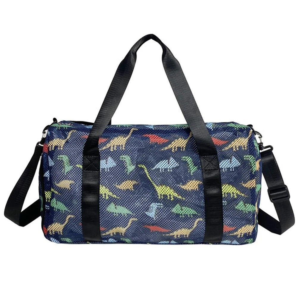 Mesh Travel Duffle Bag – Large-Capacity Weekender with Shoe Compartment & Wet-Dry Separation - Delicate Leather